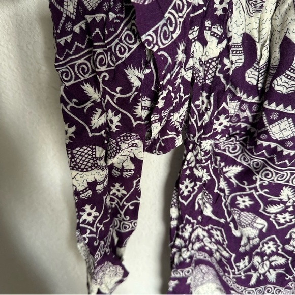 Elephant print stretchy waist drawstring pants - Picture 3 of 7
